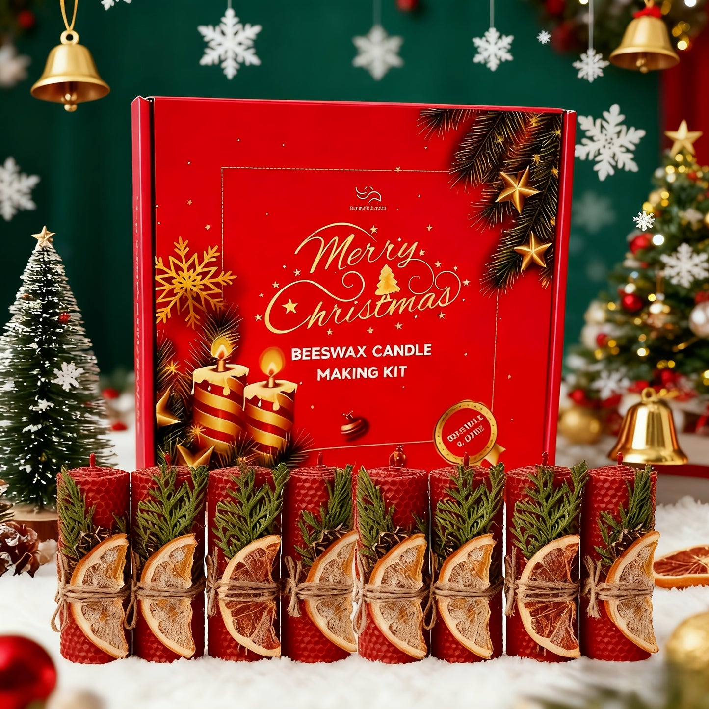 Beeswax Taper Candles Christmas Gift Box Eight Candles