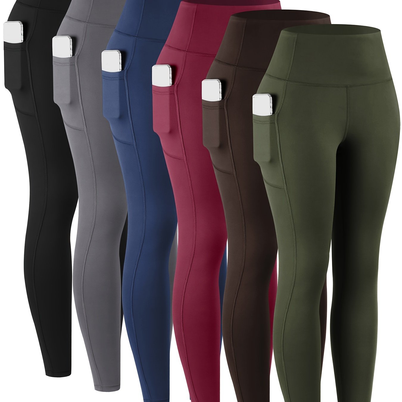 LINOZO High Waist Pocket Leggings for Women Everyday Yoga