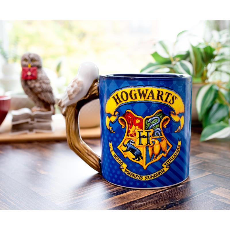 Silver Buffalo Harry Potter Hogwarts Crest Sculpted Handle Mug