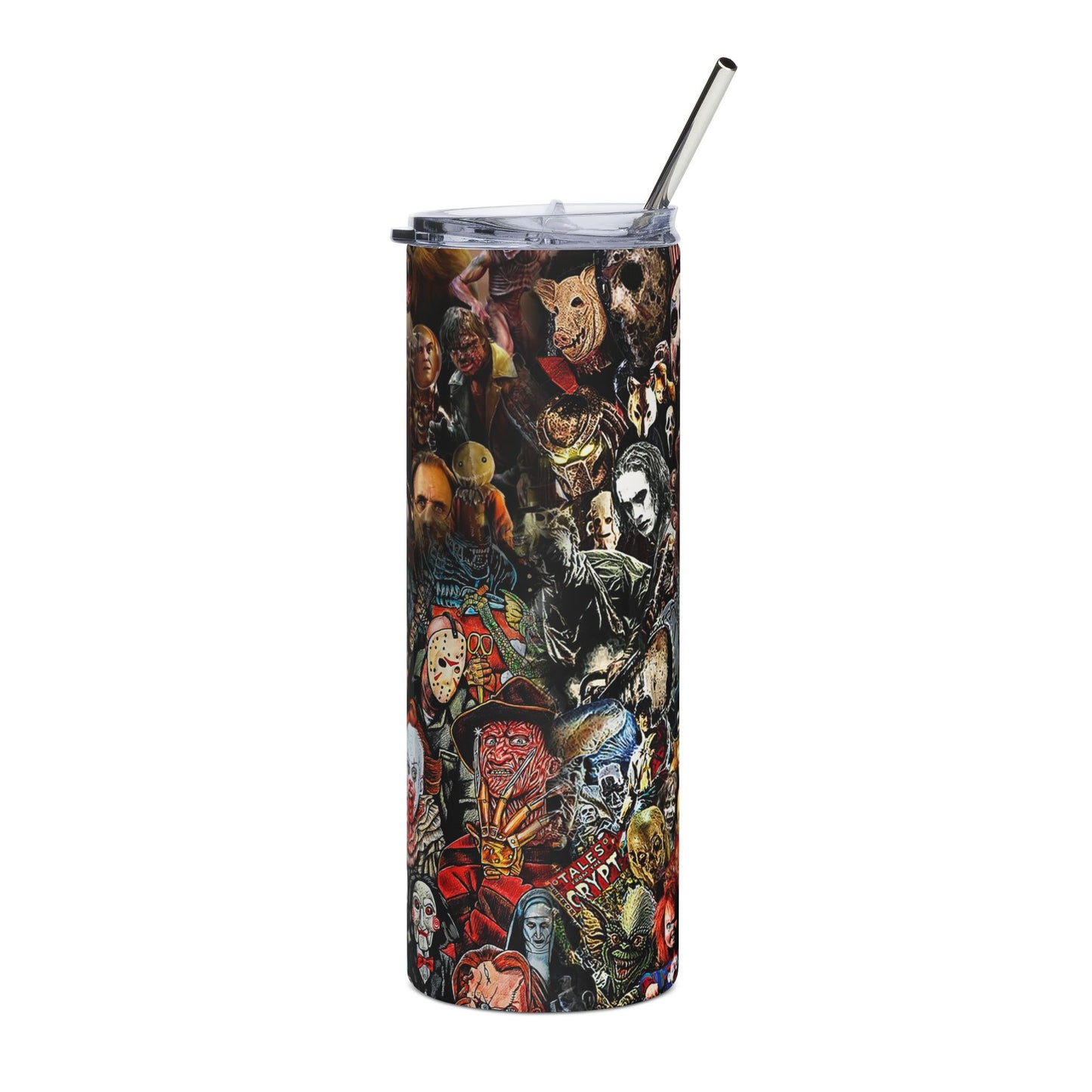Horror Collage Tumbler Stainless Steel Creepy Movie Villains Travel Cup - Revitalize Mind Body