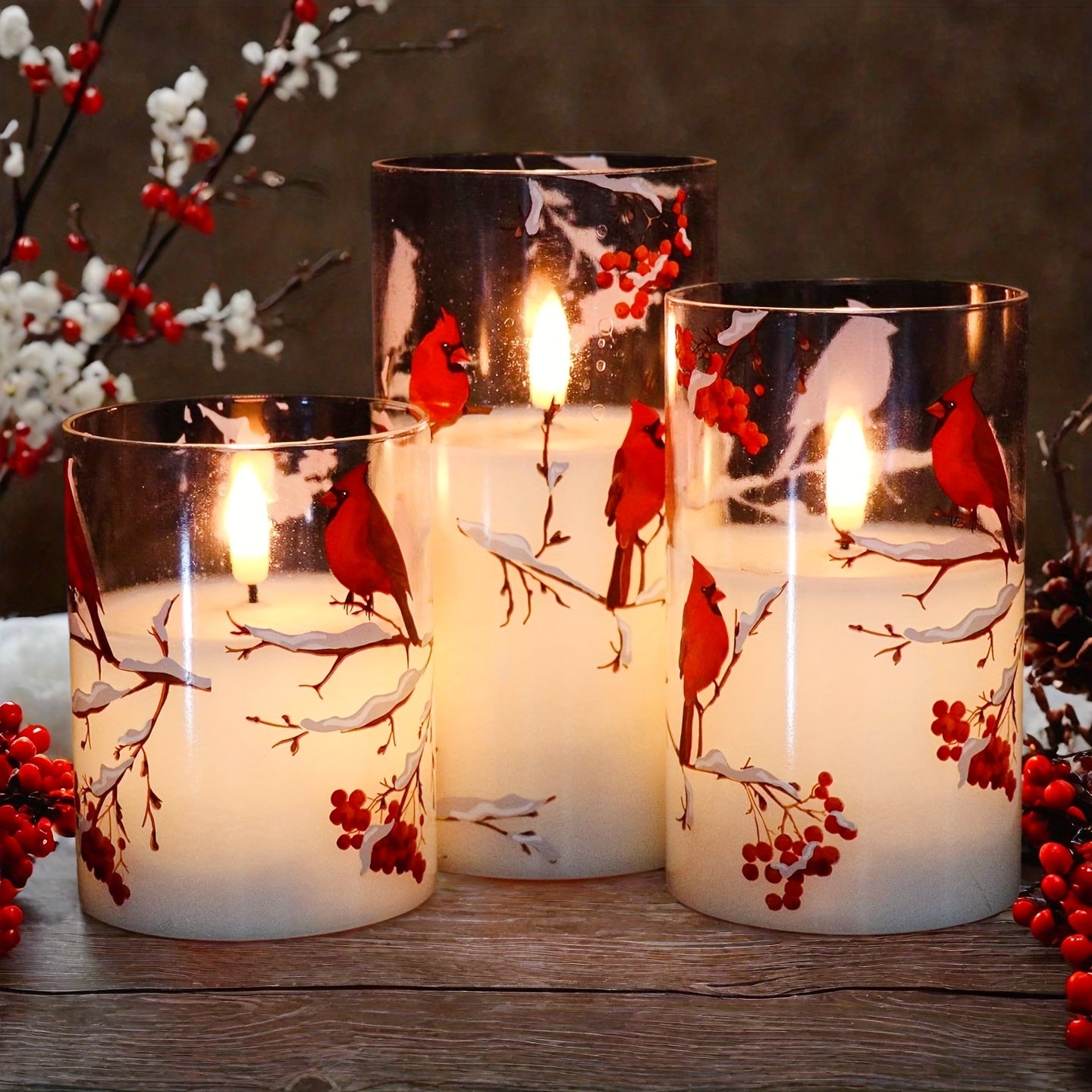 Flameless Candles Trio Battery Operated Uplight Plastic Containers