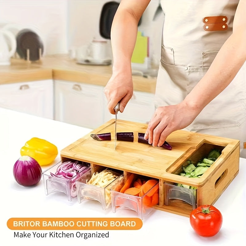 Bamboo Cutting Board With Food Container Storage Box