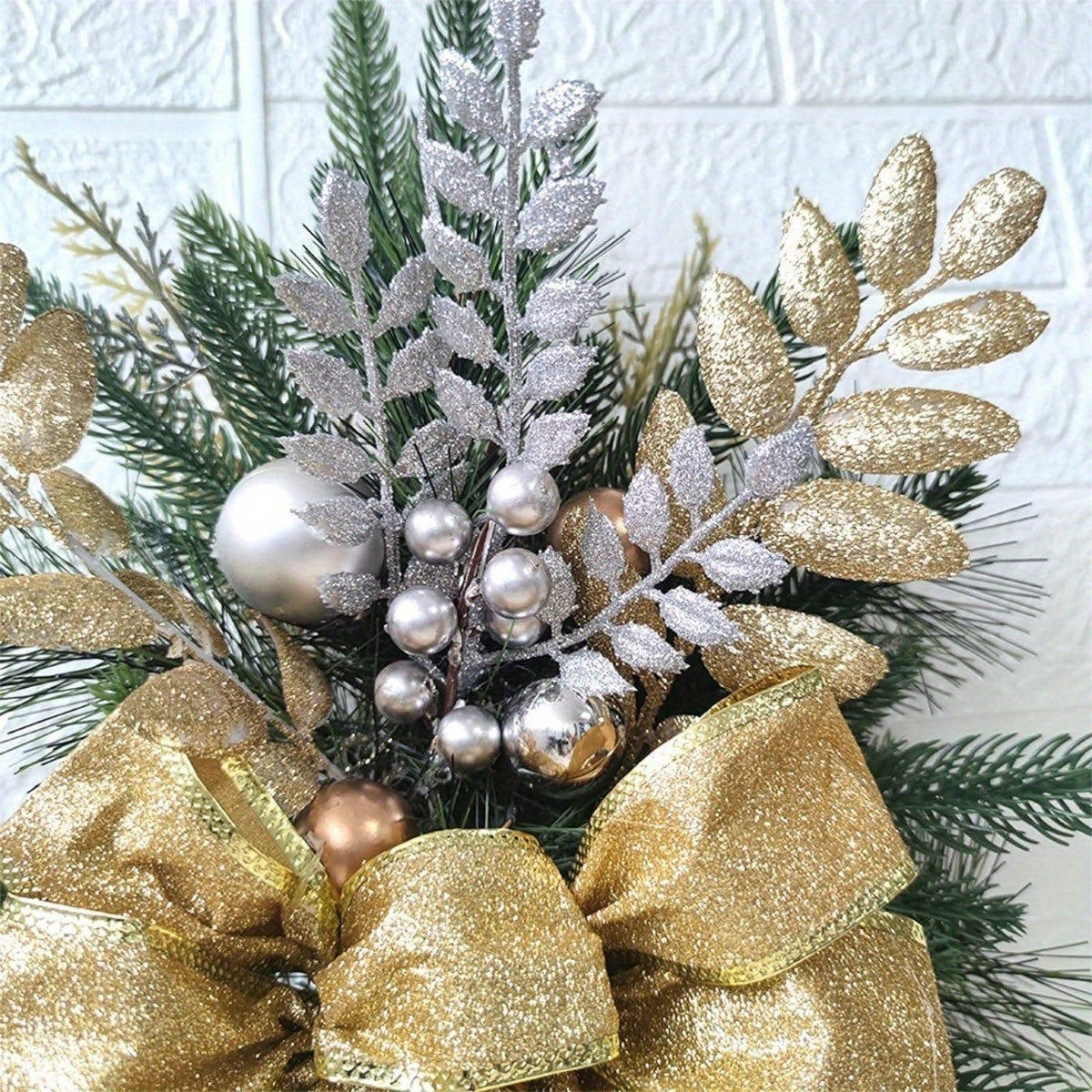 Glam Christmas Teardrop Swag Wreath Red Gold Balls Decor