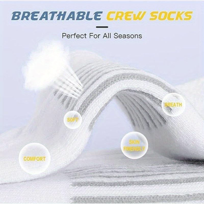 6/ 10/ 20/ 30 Pairs Men'S Classic Solid Color Breathable Sweat Absorption Deodorant Casual Daily Outdoor Exercise Fitness Mid-calf Socks - Revitalize Mind Body