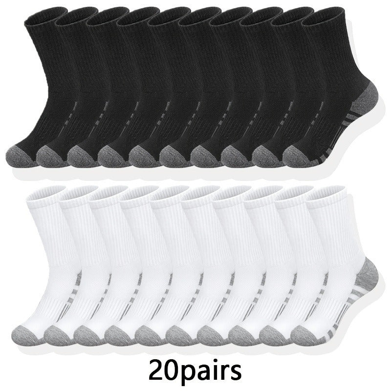 6/ 10/ 20/ 30 Pairs Men'S Classic Solid Color Breathable Sweat Absorption Deodorant Casual Daily Outdoor Exercise Fitness Mid-calf Socks - Revitalize Mind Body