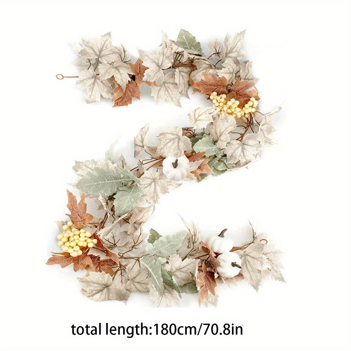 Autumn Fall Garland With Maple Leaves Pumpkins And Berries