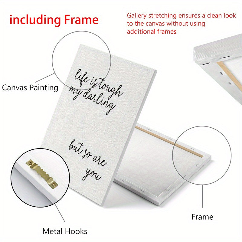 Wooden Framed Canvas Poster Life Is Tough My Darling Quotes