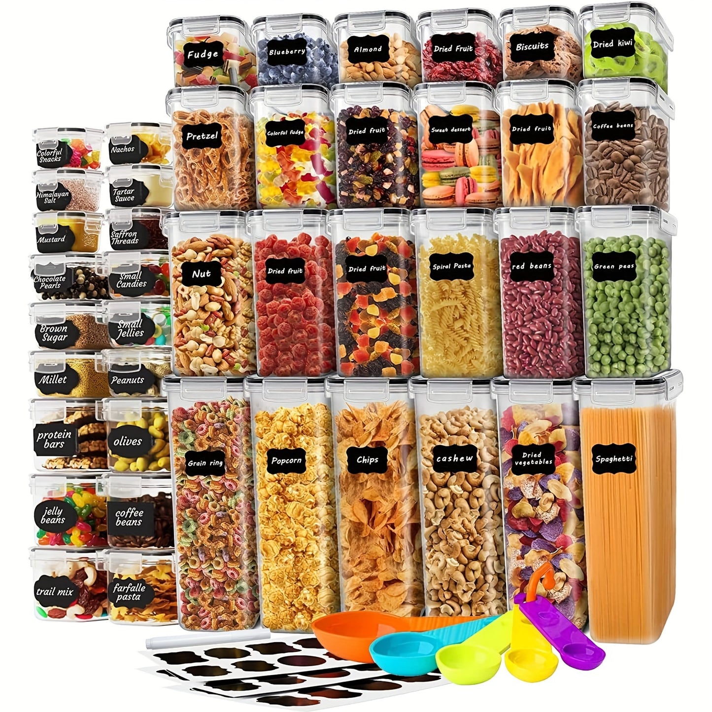 84-Pack Airtight Food Storage Containers Set - BPA-Free, Leak-Proof, Stackable, and Space-Saving Kitchen Organizers with 42 Lids and 42 Boxes, Includes Spoon, Labels, and Pen for Easy Meal Prep and Pantry Organization - Revitalize Mind Body