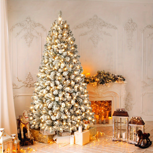 Shareconn Elegant Pre Lit Snowy Pine Christmas Tree