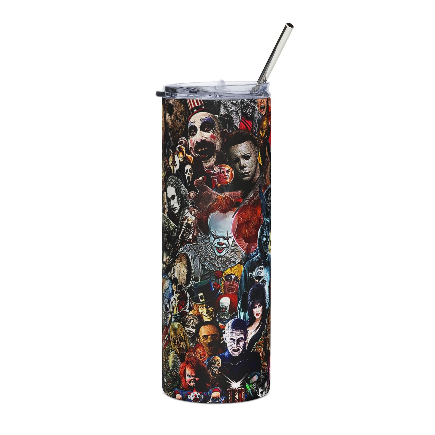 Horror Collage Tumbler Stainless Steel Creepy Movie Villains Travel Cup - Revitalize Mind Body