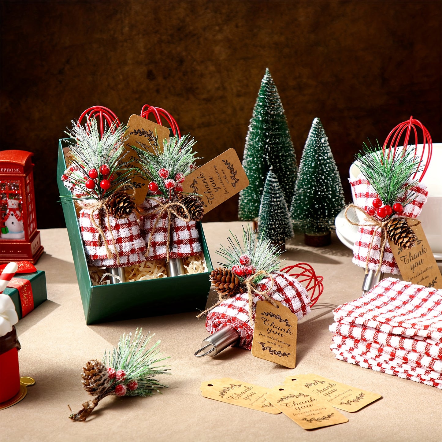 PATELAI Christmas Baking Gift Set With Stainless Whisk And Towels