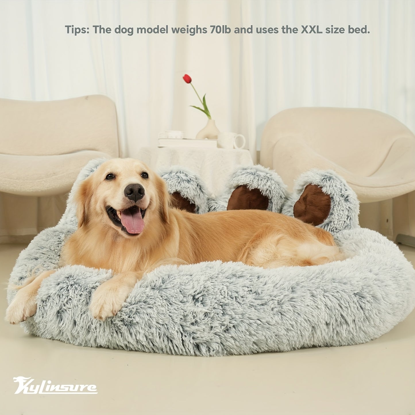 KYLINSURE Bear Paw Shaped Dog Bed And Cat Bed Plush