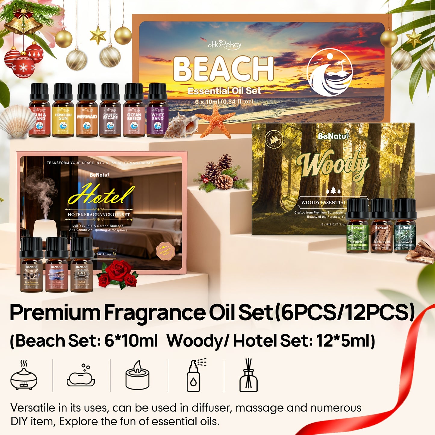 Beach Themed Essential Oil Set For Diffuser And Candles