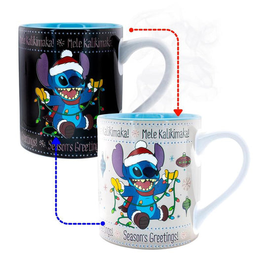 Silver Buffalo Disney Lilo & Stitch Holiday Sweater Heat-Reveal Ceramic Mug