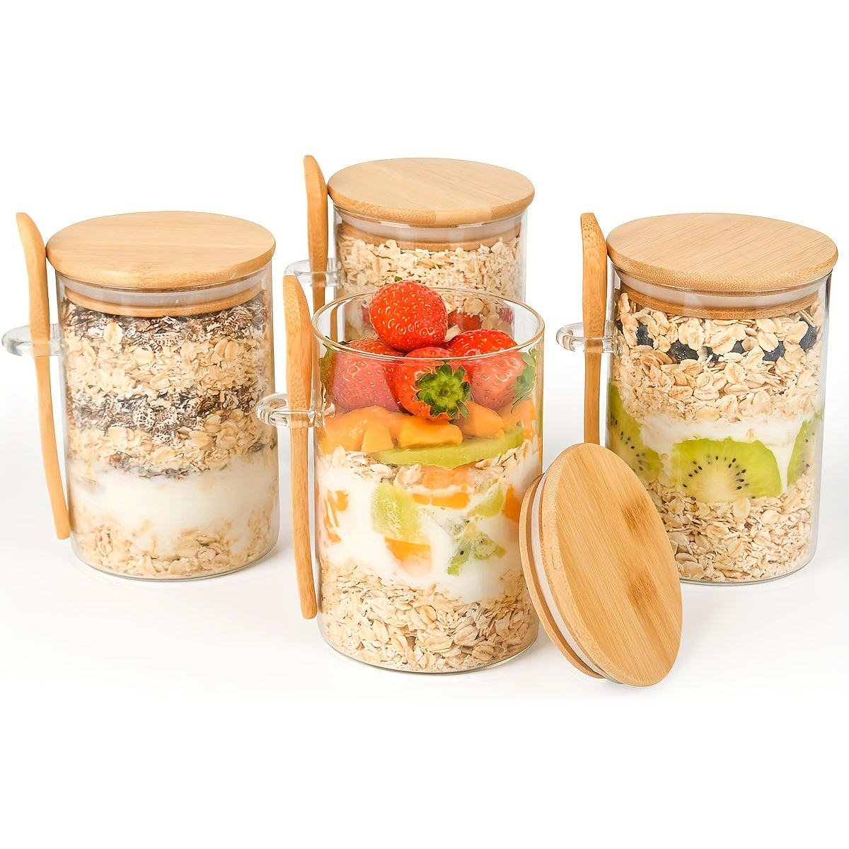 Overnight Oatmeal Glass Jar With Lid Meal Prep Container - Revitalize Mind Body