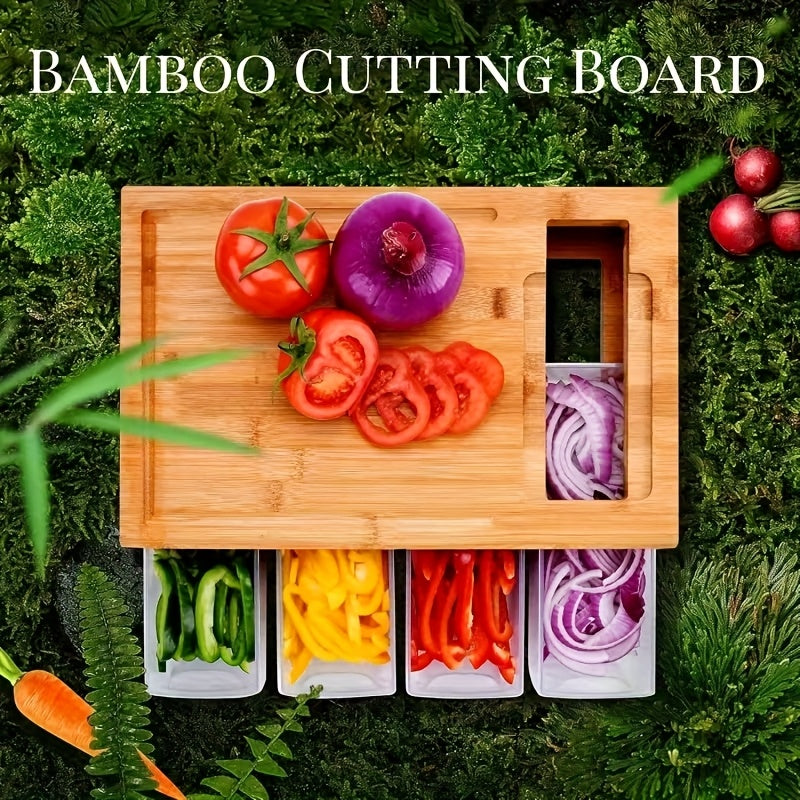 Bamboo Cutting Board With Food Container Storage Box