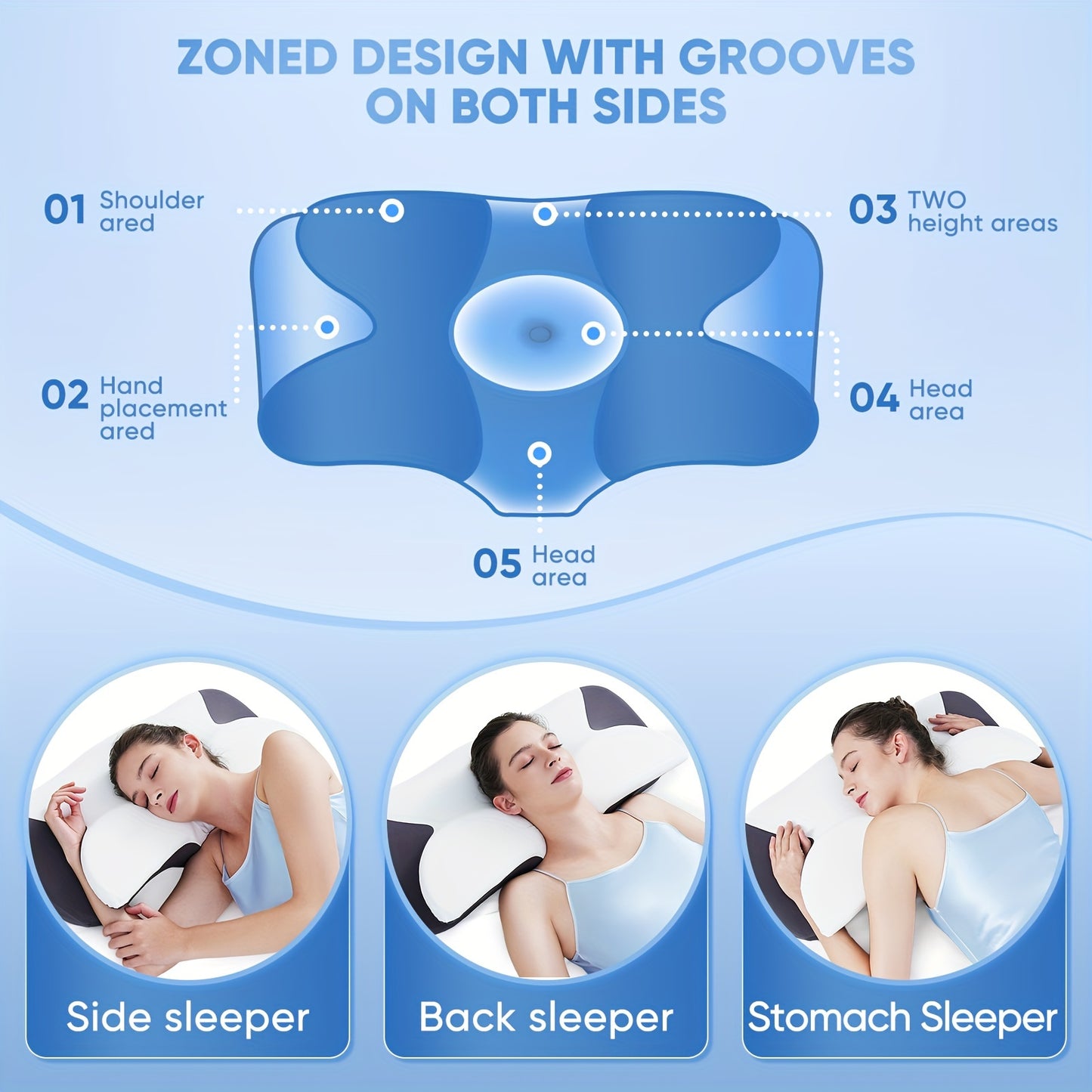 Ergonomic Cooling Sleeper Adjustable Height Pillow by Brand