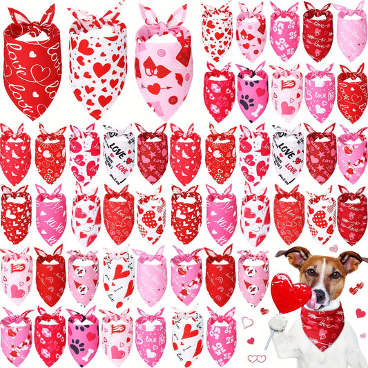 SUHINE Valentines Day Dog Bandanas Set With Heart Patterns