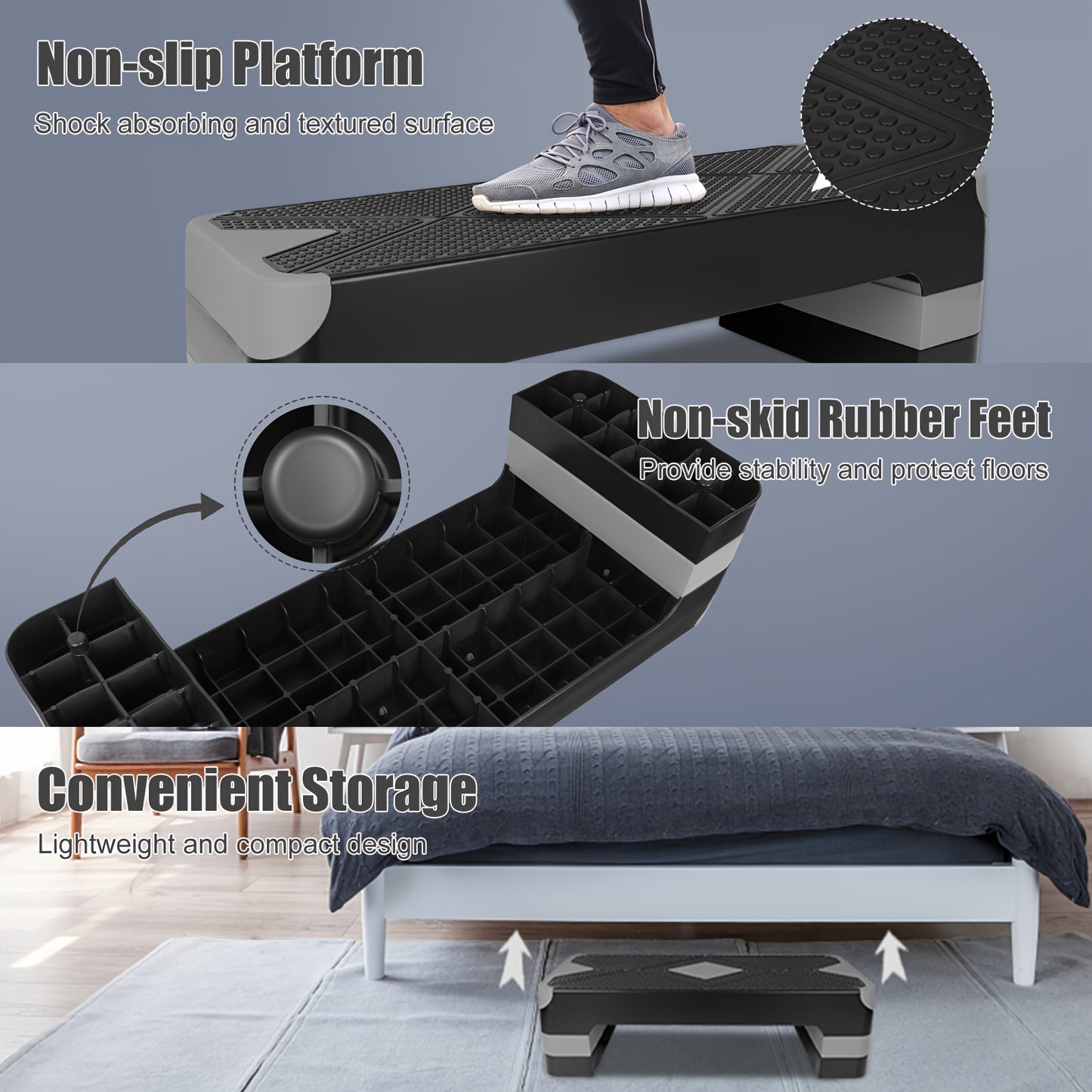 Adjustable Aerobic Stepper Platform for Home Workouts and Fitness Enthusiasts - Revitalize Mind Body