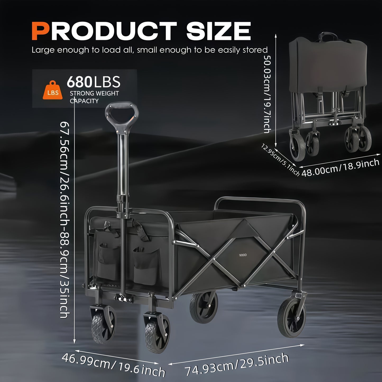 All Terrain Heavy Duty Folding Cart For Outdoor Transport