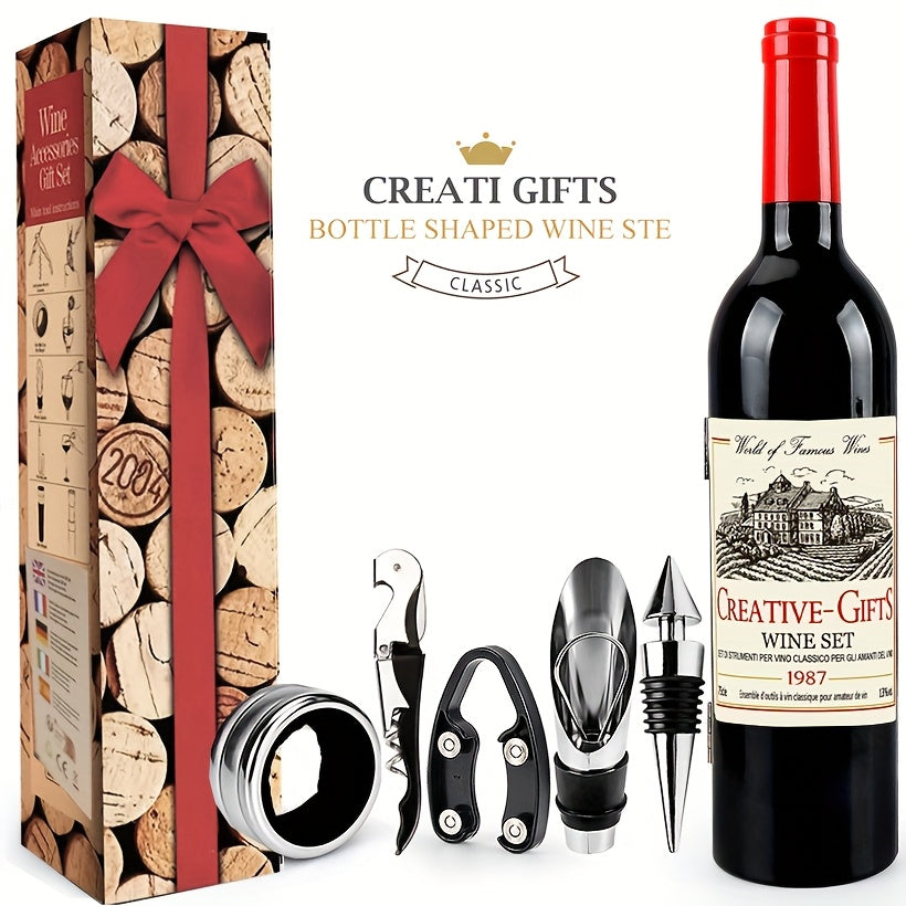 5-Piece Bottle Opener Set With Preserving Stopper Paper Cutter Pourer