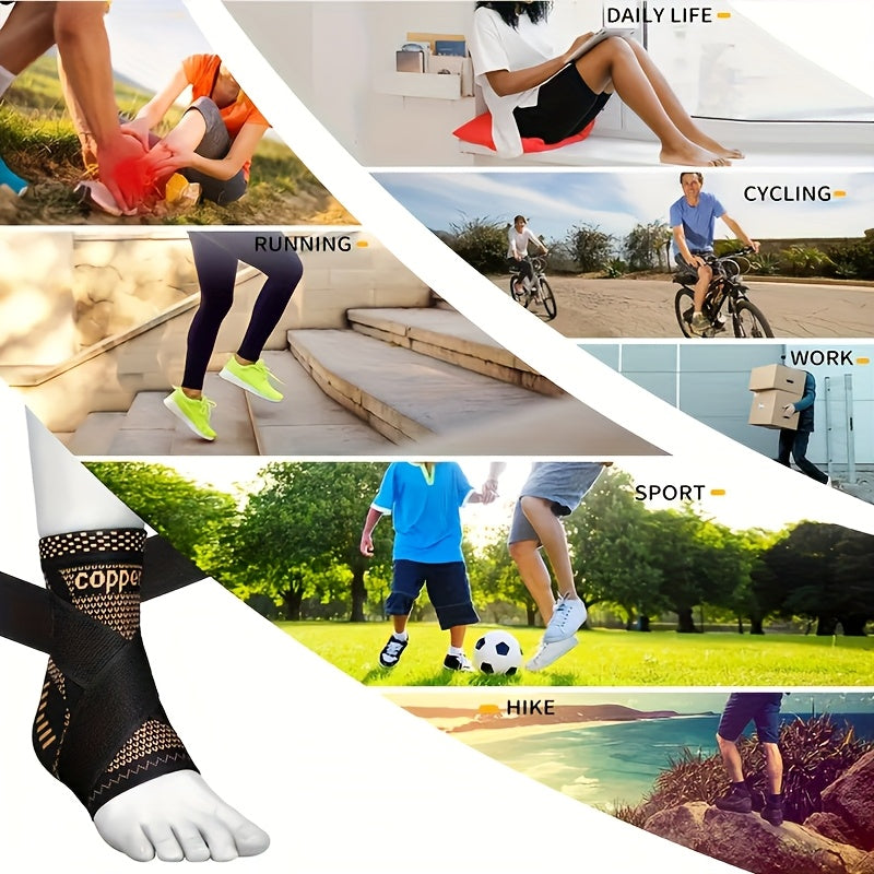 ROORUNS Ankle Support Brace Copper Fiber Compression Sleeves for Running - Revitalize Mind Body