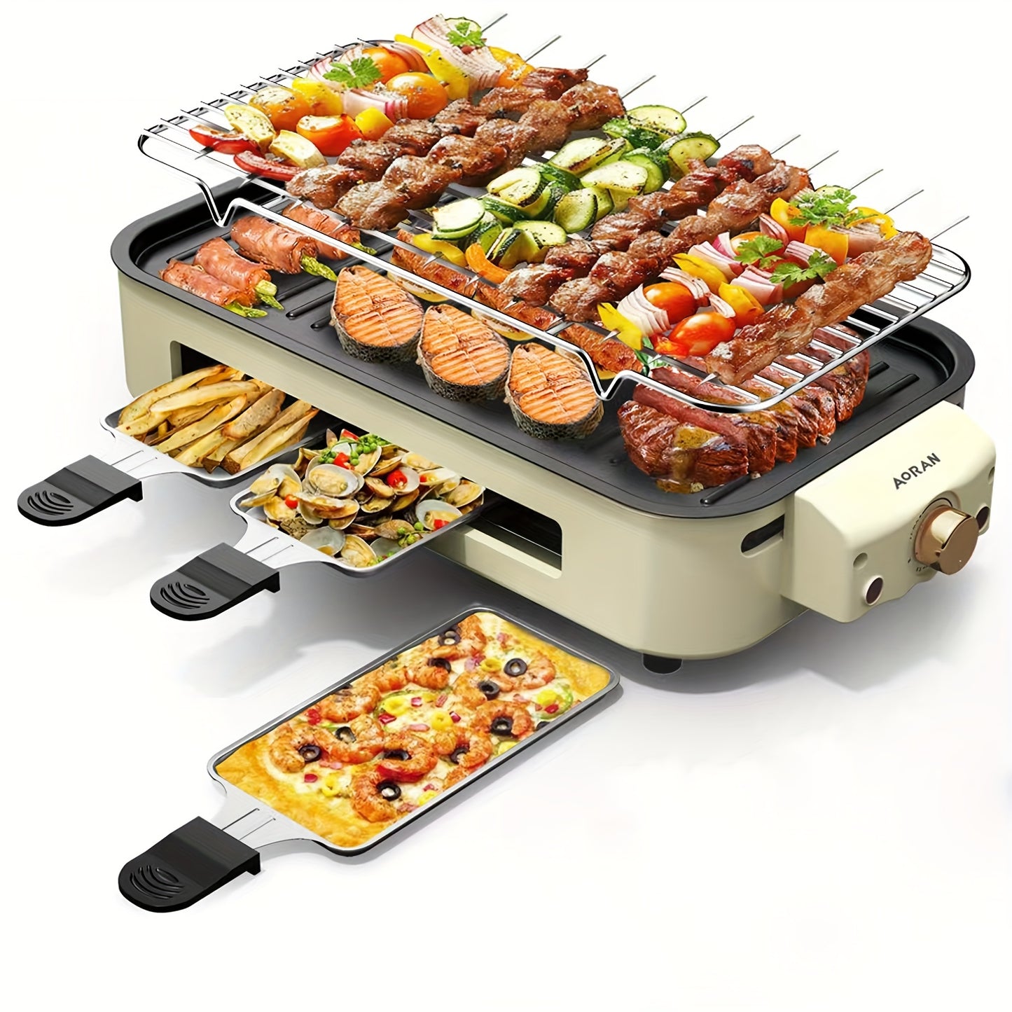 Aoran Stainless Steel Detachable Electric Barbecue Grill With Frying Pan