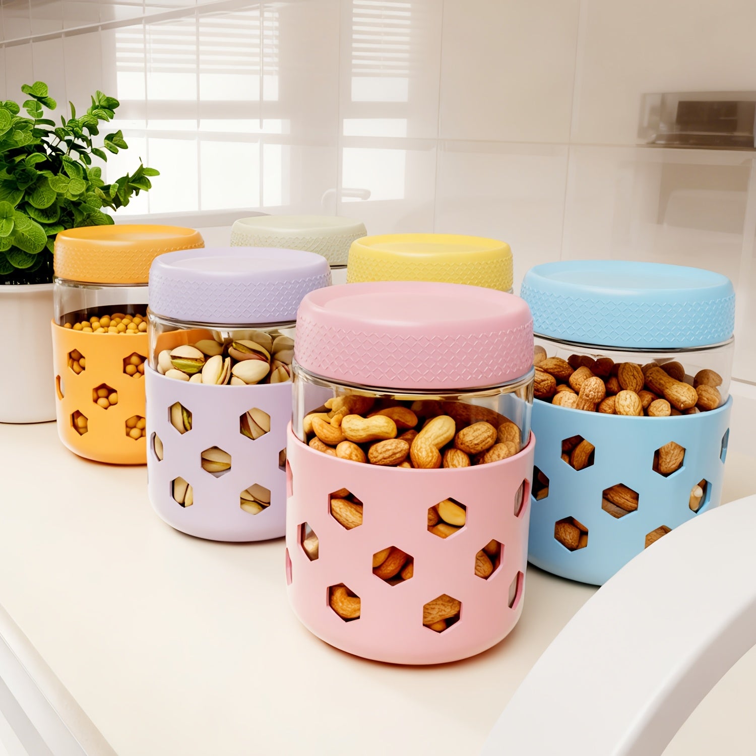 Grinkwell Glass Airtight Jars With Silicone Sleeves - Revitalize Mind Body