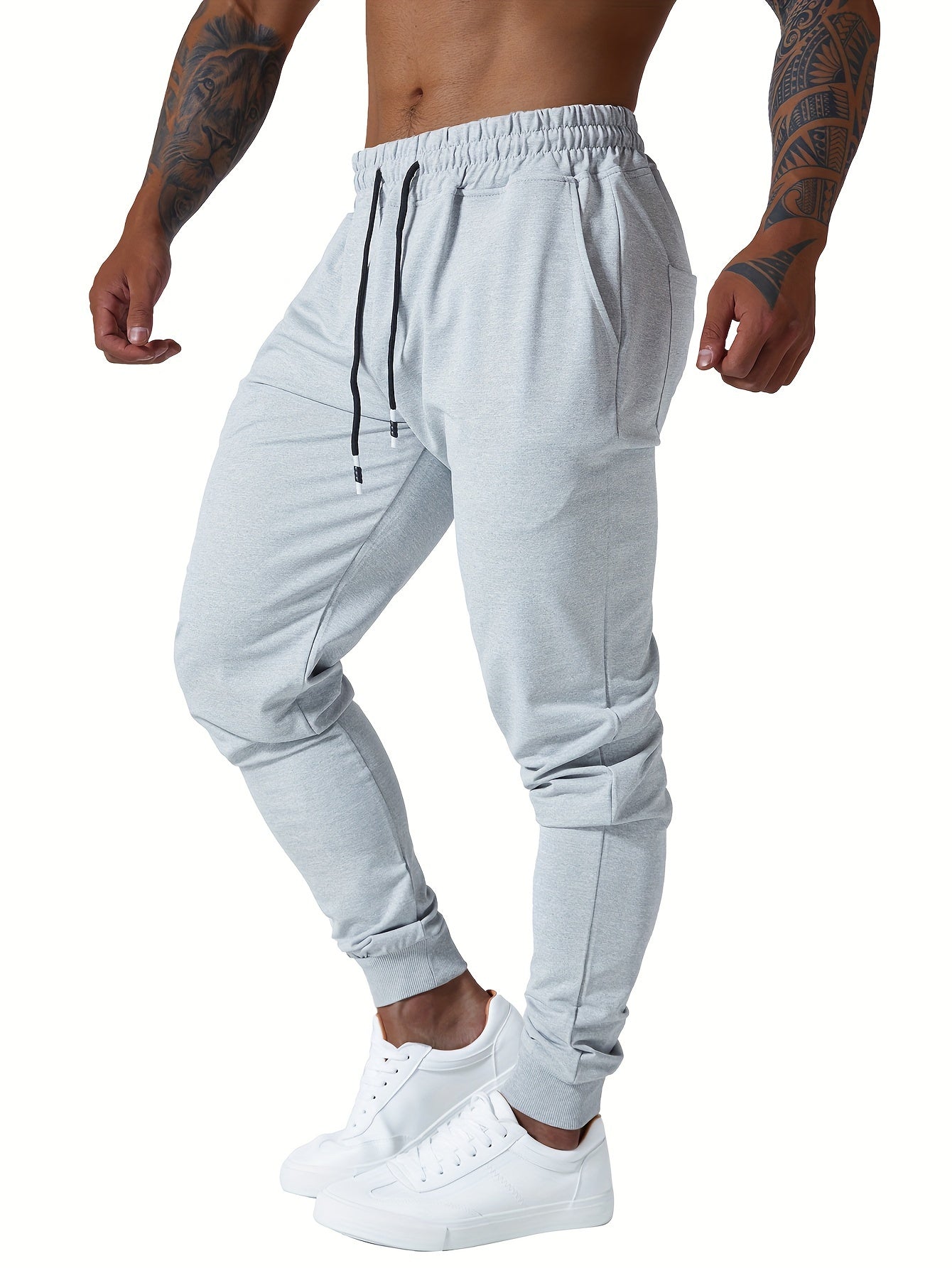 Mens Jogger Sweatpants Cotton Blend With Elastic Waist Pockets 3Pc - Revitalize Mind Body