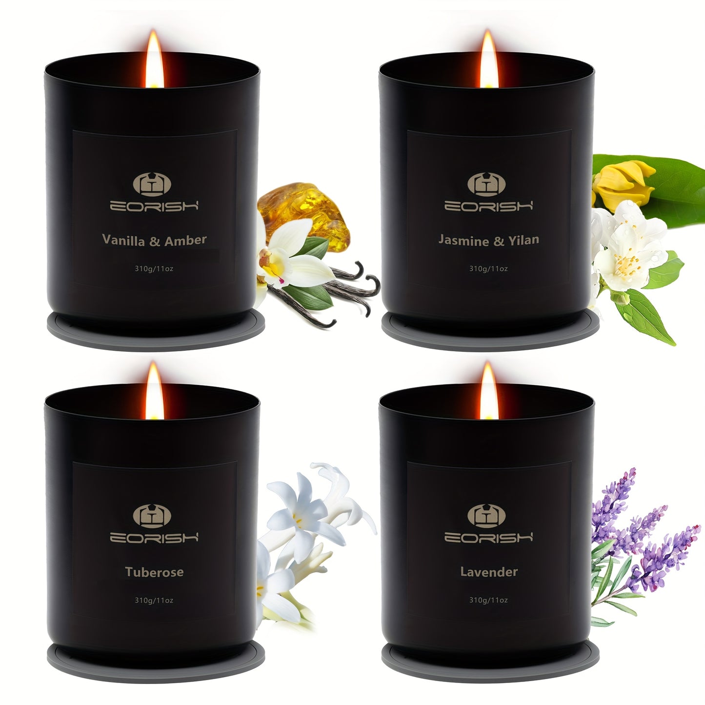 E EORISH 8pc Scented Crystal Candles Gift Set With Pads