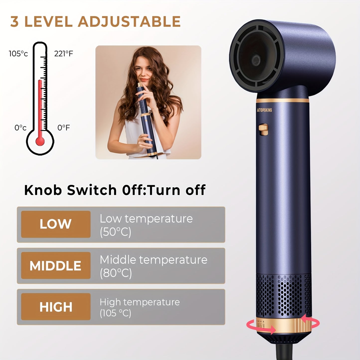 UKLISS 5-In-1 Hair Dryer Brush Styler Detachable Hot Air