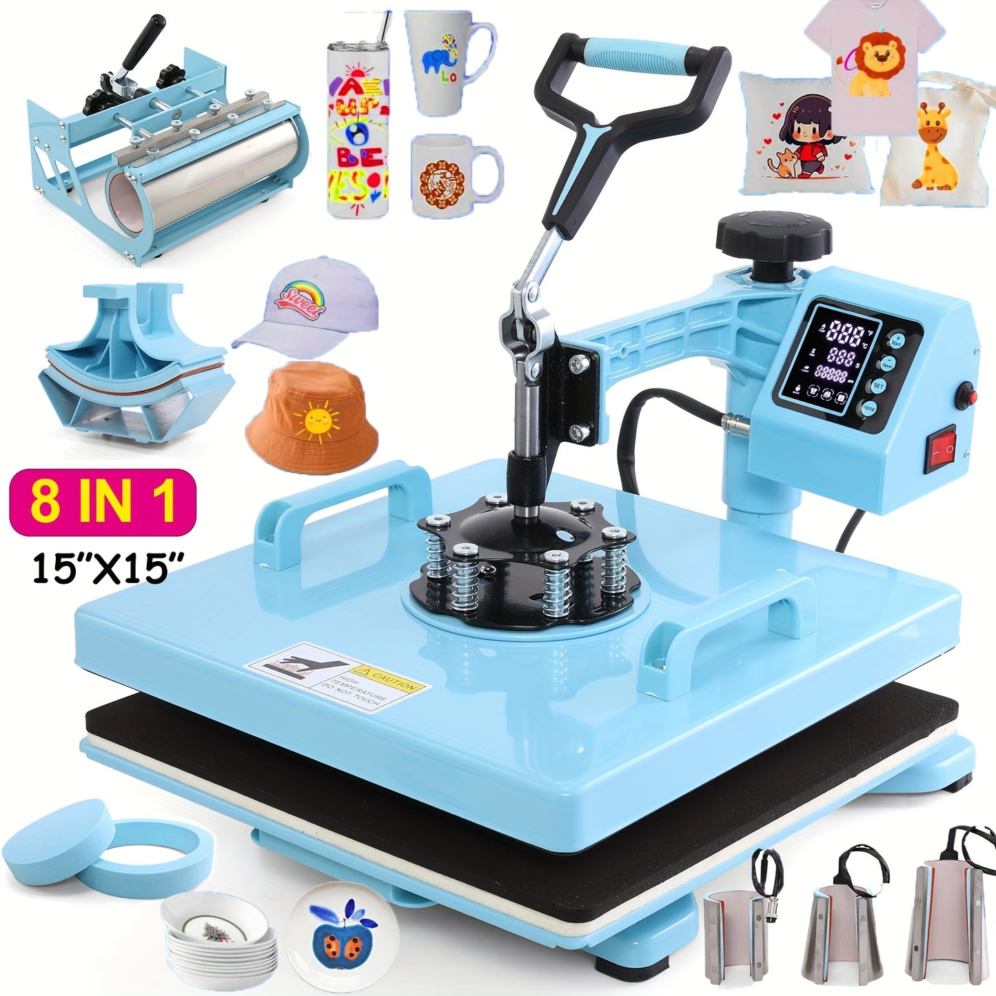 HOMDOX Sublimation Heat Press 8-In-1 Professional Combo