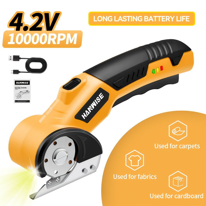 HANWISE Cordless Electric Scissors USB Rechargeable 10000RPM