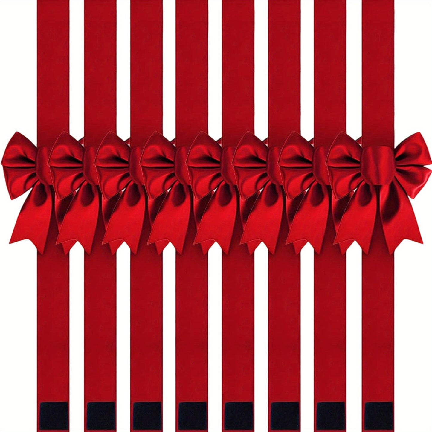 Red Christmas Bow Set With Adhesive Strips For Easy Hanging