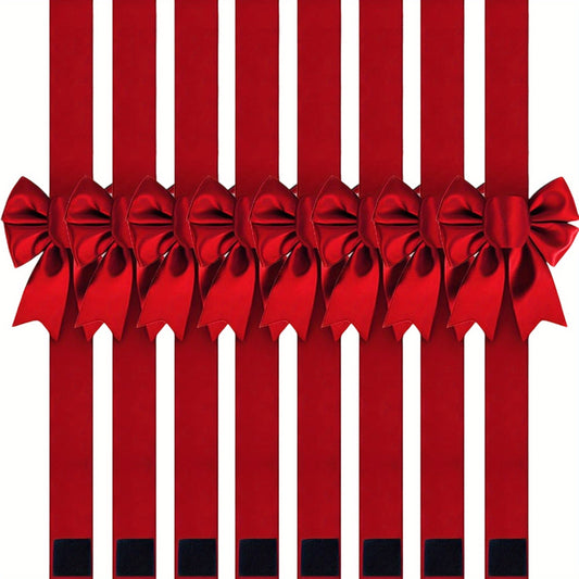 Red Christmas Bow Set With Adhesive Strips For Easy Hanging