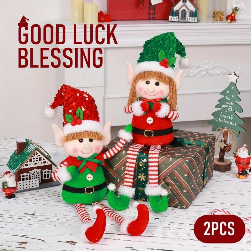KPXHolidays Soft Christmas Elf Ornaments Two Piece Set Indoor Outdoor