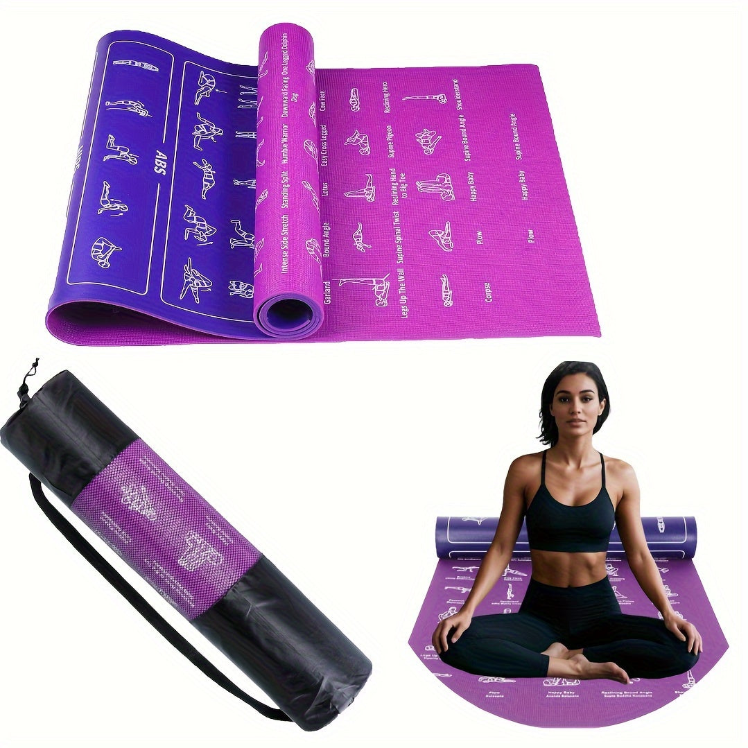 Non Slip Extra Thick Yoga Mat With Pose Patterns Storage