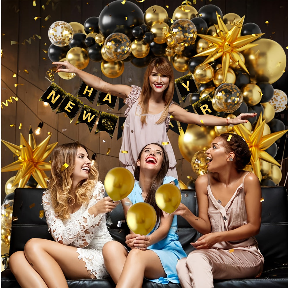 107Pcs Balloon Arch Set With Banner Self-Sealing No Helium Needed