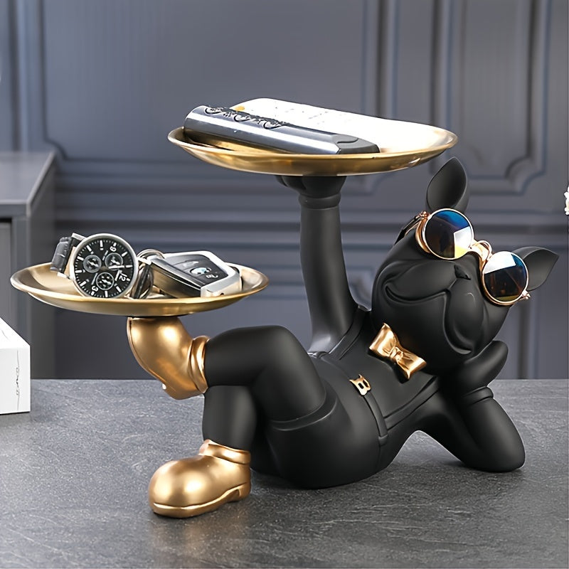 French Bulldog Figurine Resin Sculpture Tray Home Decor Gift