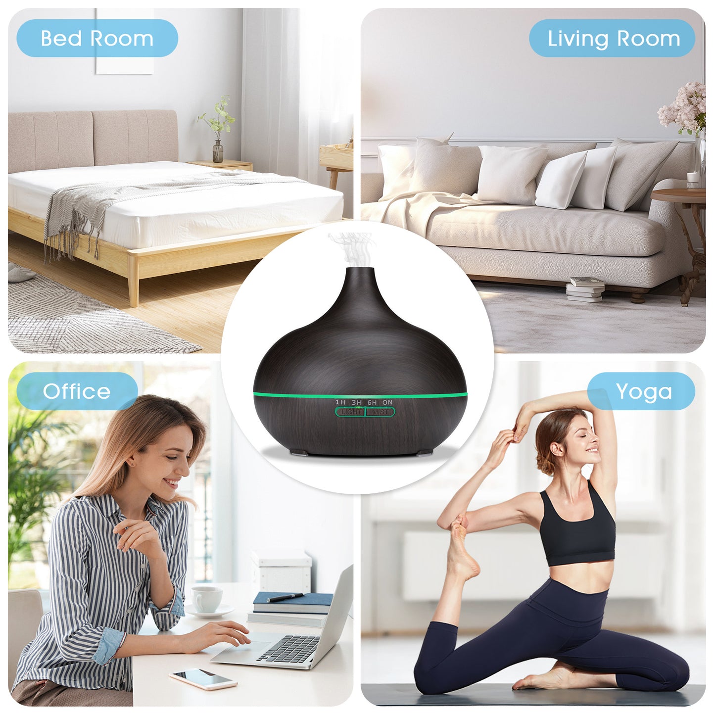 TOTATUIT Essential Oil Diffuser with Remote Control and Oils
