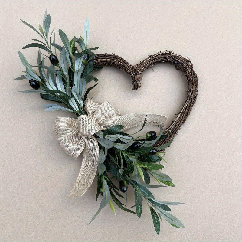 Rustic Heart Shaped Olive And Berry Garland Home Decor