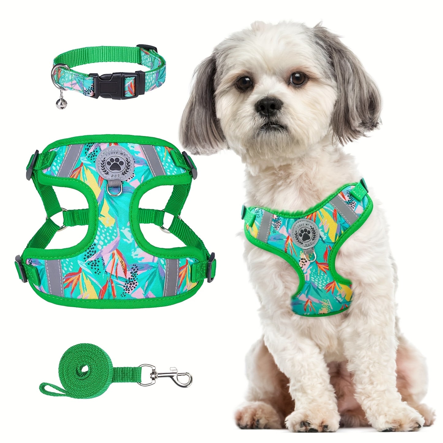 BEAUTYZOO No-Pull Dog Harness Collar And Leash Set