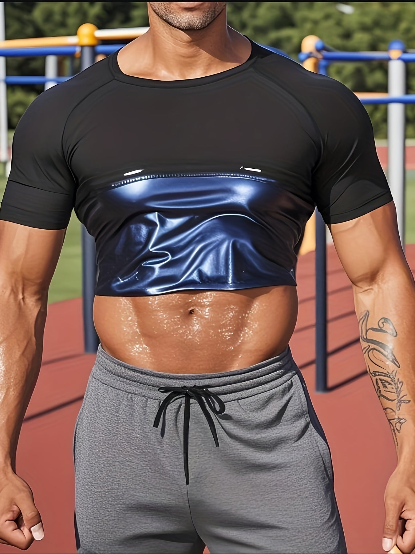 Men's Heat Trapping Sauna Shirt Sweat Enhancing Workout Top - Revitalize Mind Body