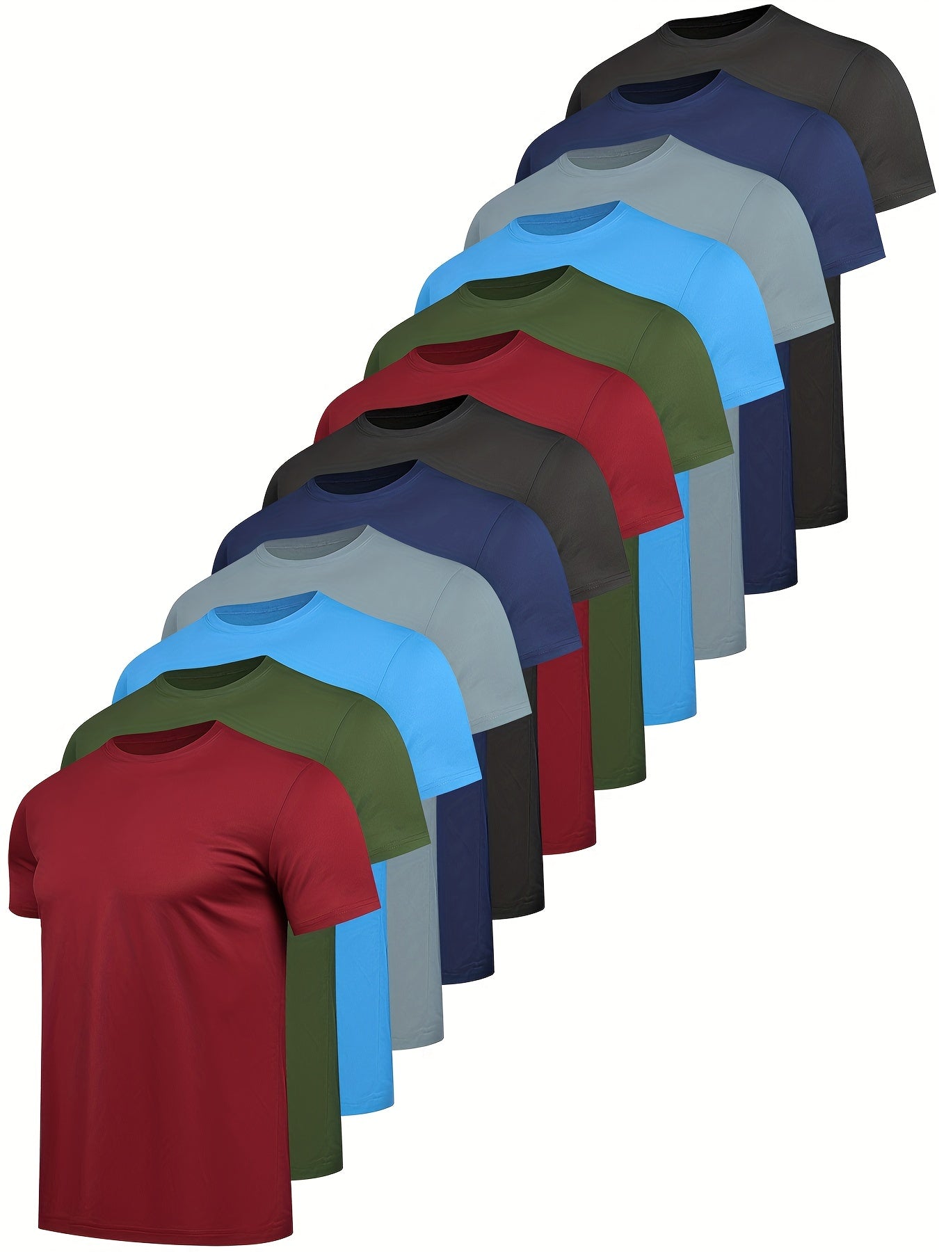 [12 Pack Quick Dry Workout Shirts] 12 Pack Workout Shirts For Men Short Sleeve Athletic Active Tops Quick Dry Crew Neck T Shirt For Running - Revitalize Mind Body