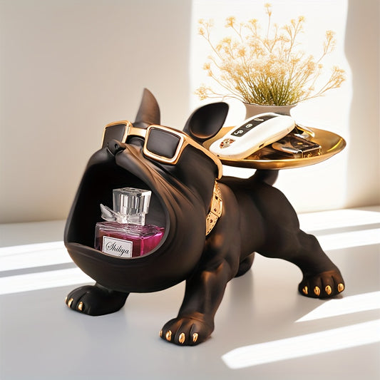 Uniq Bulldog Statue Storage Open Mouth Desktop Organizer