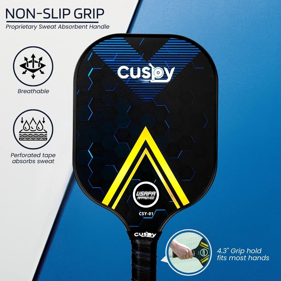 Cuspy USAPA Pickleball Paddles Set With Graphite Surface Balls