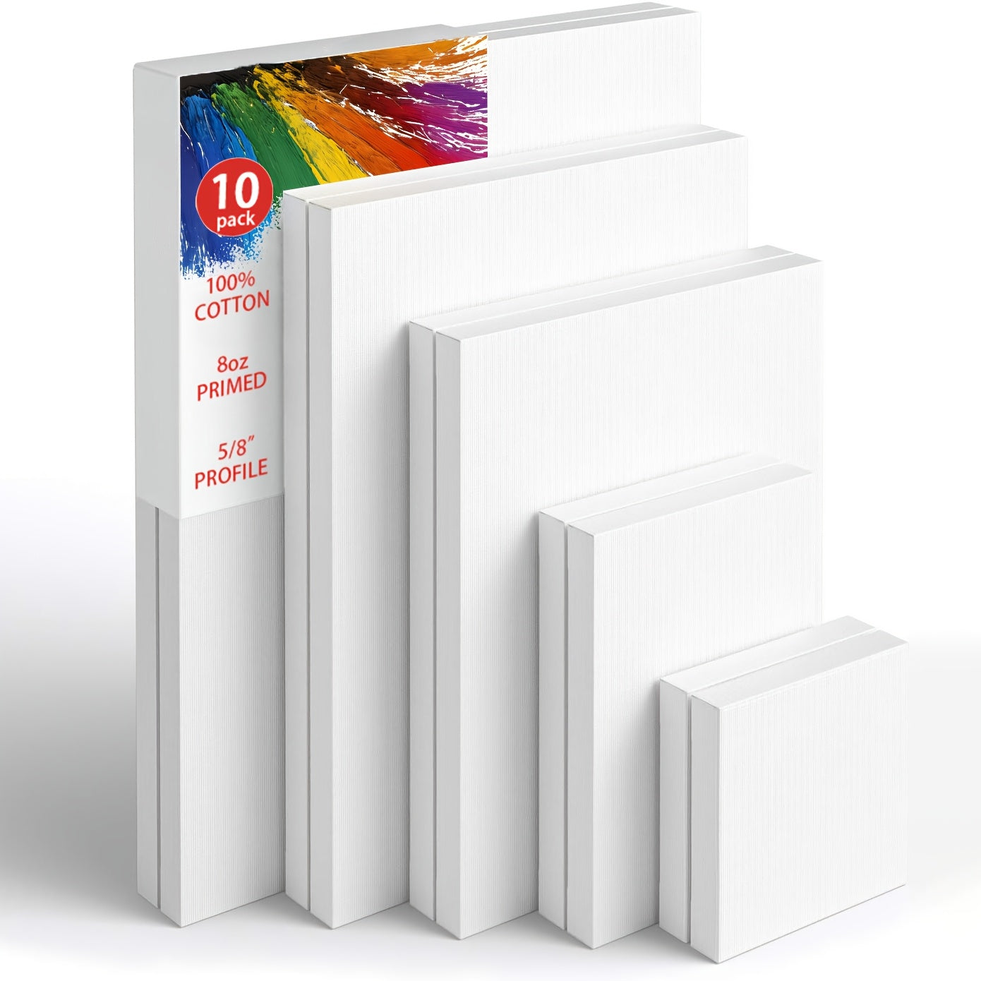 Stretched Canvas Set Of 10 Primed White 100 Percent Cotton