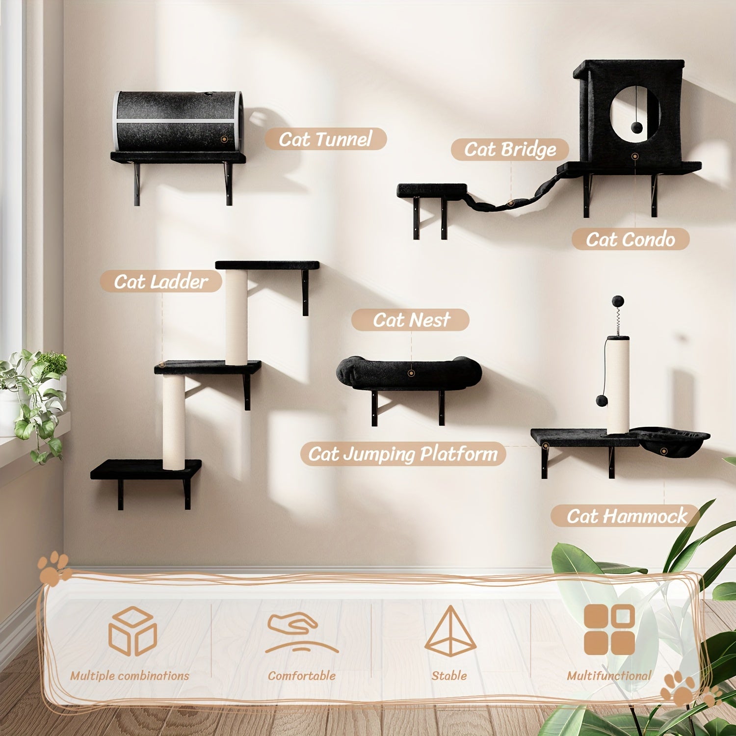 Luxury Cat Climber Set With House, Tunnel, And Shelves - Revitalize Mind Body
