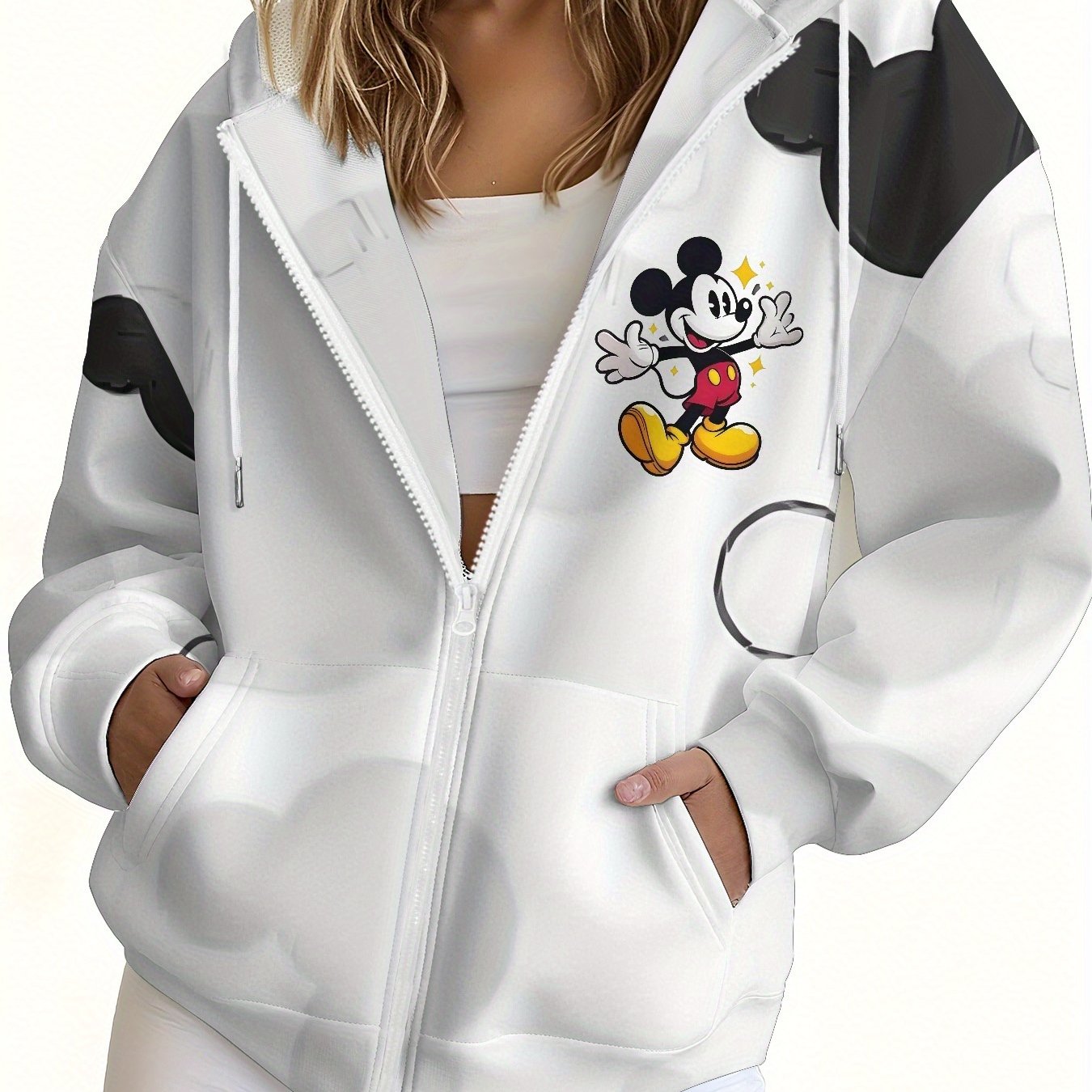 Disney Mickey Mouse Women's Hoodie Zip Front Sweatshirt