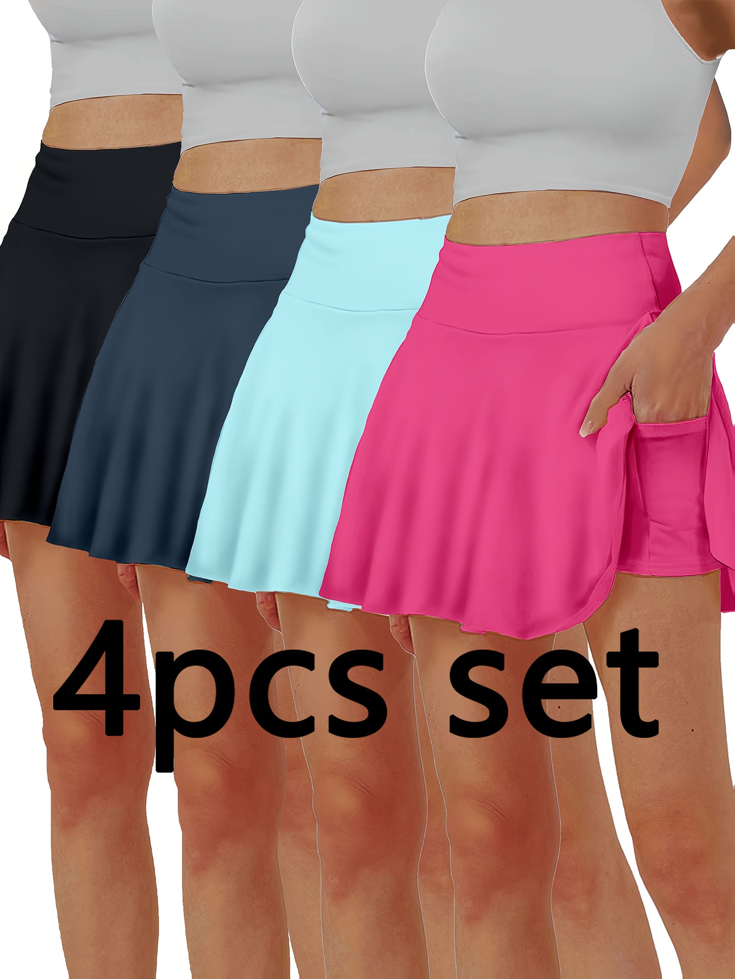 Breathable Women Yoga Skirt With Pocket Built In Shorts